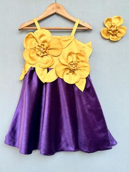 LABEL NEETI - Stunning Velvet Dress In Purple with Hairclip