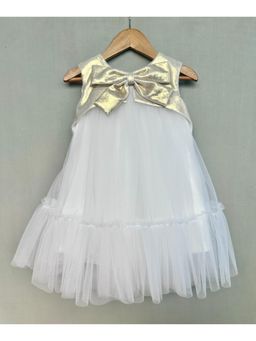 LABEL NEETI - Soft Layered Net Knee Dress with Gold Bow