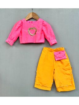 LABEL NEETI - Heart Embroidered Top with Customised Palazzo (Set of 2)