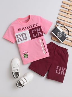 FOURFOLDS - Boys Pink T-Shirt and Shorts (Set of 2)