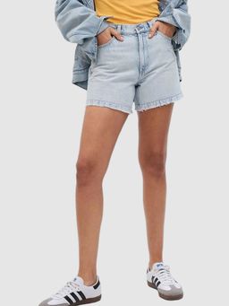 GAP - Women Blue High-Rise Regular Fit Denim Shorts