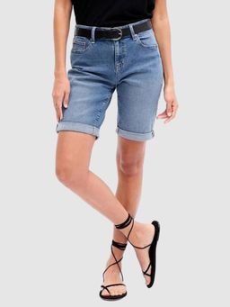 GAP - Women Blue High-Rise Regular Fit Denim Shorts