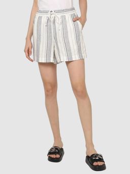 GAP - Women Off White Mid-Rise Striped Regular Shorts