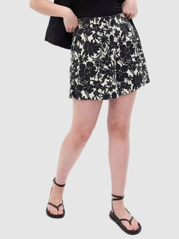 GAP - Women Black Mid-Rise Relaxed Fit Floral Shorts