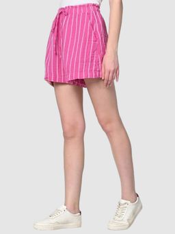 GAP - Women Pink Mid-Rise Regular Fit Striped Shorts