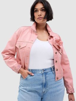 GAP - Women Pink Classic Collar Denim Jacket