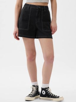 GAP - Women Black Regular High-Rise Cargo Shorts