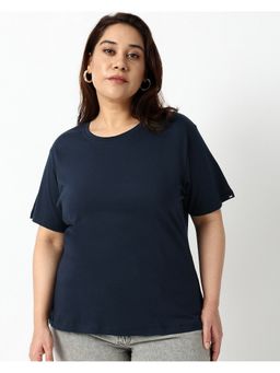 Bewakoof - Women Navy Blue Plus Size T-Shirt