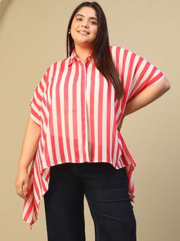 Oxolloxo - Women Red Polyester Collar Neck Shirt