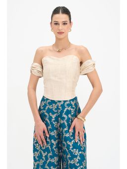 Virgio - Women Off White Viscose Sweetheart Neck Sleeveless Corset Crop Top