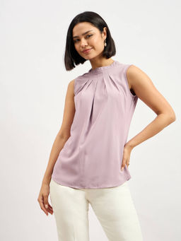 SALT Attire - Women Lavender Polyester High Neck Solid Top