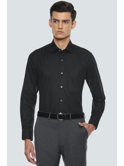 Louis Philippe - Black Cotton Full Sleeves Formal Shirt