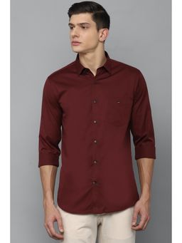Louis Philippe - Maroon Cotton Full Sleeves Casual Shirt