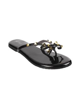 Metro - Womens Black Flat ChappalsMetro Women Black Embellished-sequined Flats