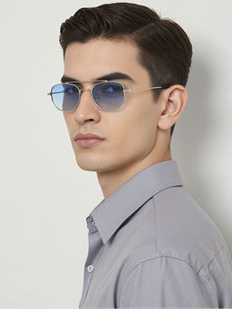 Vincent Chase - Silver Blue Full Rim Polarized 100% UV Protected Sunglasses