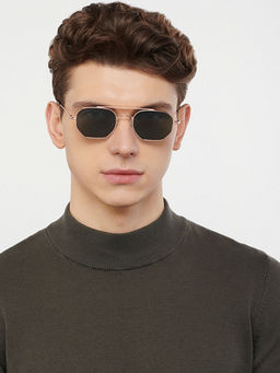 Vincent Chase - Gold Green Full Rim Latest & Stylish Green Lens Sunglasses