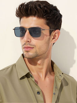 Lenskart STUDIO - Dark Knight Collection Black Full Rim Rectangular Sunglasses