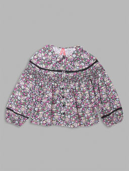 Blue Giraffe - Girls Multi-Color Floral Full Sleeves Top