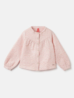 Blue Giraffe - Girls Peach Floral Full Sleeves Top