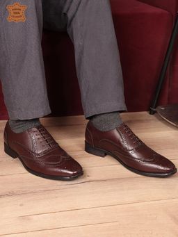 Carlton London - Men Brown Wingtip Lace-Up Brogue Shoes