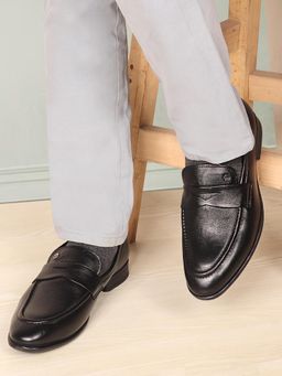 Carlton London - Men Black Classic Penny Loafer Shoes