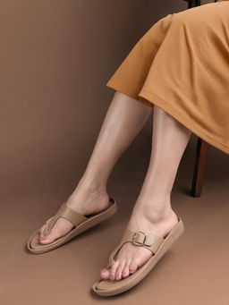 Carlton London - Women Beige Buckle Accent Sandals