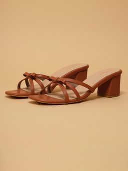 ERIDANI - Clary Tan Knot Block Heel Sandals
