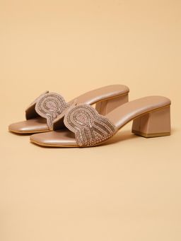 ERIDANI - Nayan Pink Embroidered Heel Sandals