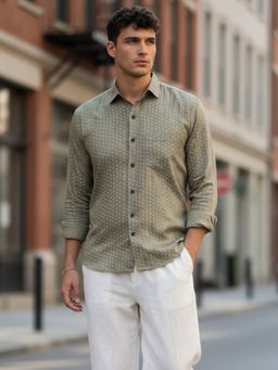 TAHVO - Men Printed Brown Shirt