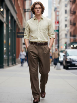 TAHVO - Men Cream Printed Shirt