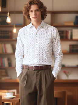 TAHVO - Men White Printed Shirt