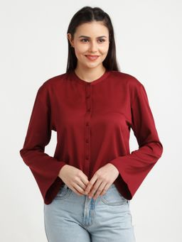 Zink London - Womens Maroon Solid Top