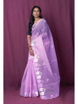 Unnati Silks - Pink Pure Embroidery Kota Saree with Unstitched Blouse