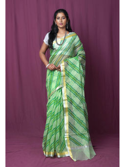 Unnati Silks - Green Pure Hand Painted Kota Saree with Unstitched Blouse
