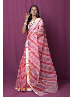 Unnati Silks - Pink Pure Hand Painted Kota Saree with Unstitched Blouse