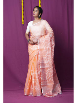 Unnati Silks - Orange Pure Embroidery Kota Saree with Unstitched Blouse