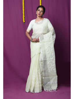 Unnati Silks - Green Pure Embroidery Kota Saree with Unstitched Blouse