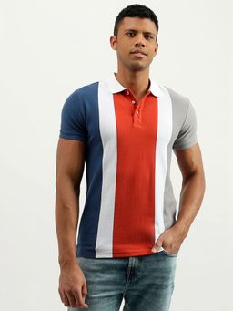 United Colors of Benetton - Multi-Color Regular Fit Collar Neck Colorblock Polo T-Shirt
