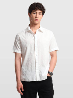Arrow Newyork - White Textured Relaxed Fit Shirt