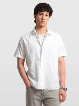 Arrow Newyork - White Textured Relaxed Fit Shirt