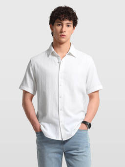 Arrow Newyork - White Textured Relaxed Fit Shirt