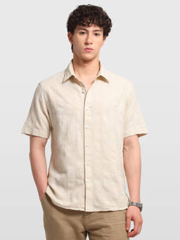 Arrow Newyork - Off White Textured Relaxed Fit Shirt