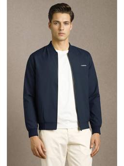 Louis Philippe - Men Casual Navy Blue Solid Jacket