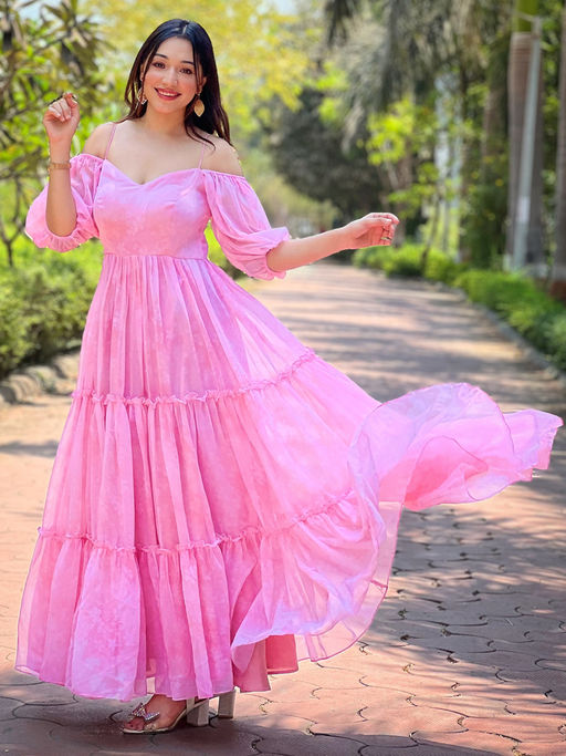 strapless open back dress Queen Pink Dress – Shreetatvam main image 1