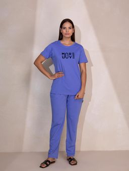 TITTLI - Women Solid Pure Cotton T-Shirt and Pyjama Night Suit