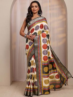Libas - Multi Color Bandhani & Zari Woven Design Saree With Unstitched Blouse