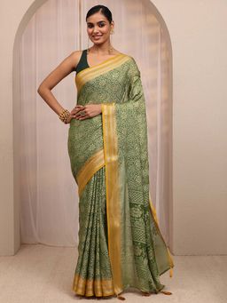 Libas - Green Woven Design Saree With Unstitched Blouse