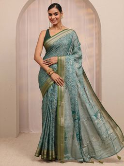 Libas - Green Woven Design Saree With Unstitched Blouse