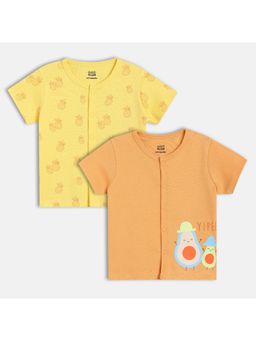 MINI KLUB - Cotton Half Sleeves Fruits Printed Front Open Vests (Pack of 2)