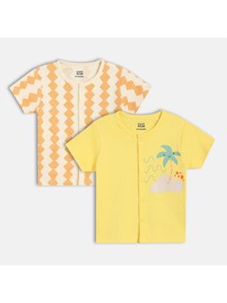 MINI KLUB - Cotton Half Sleeves Geometric & Tree Printed Front Open Vests (Pack of 2)